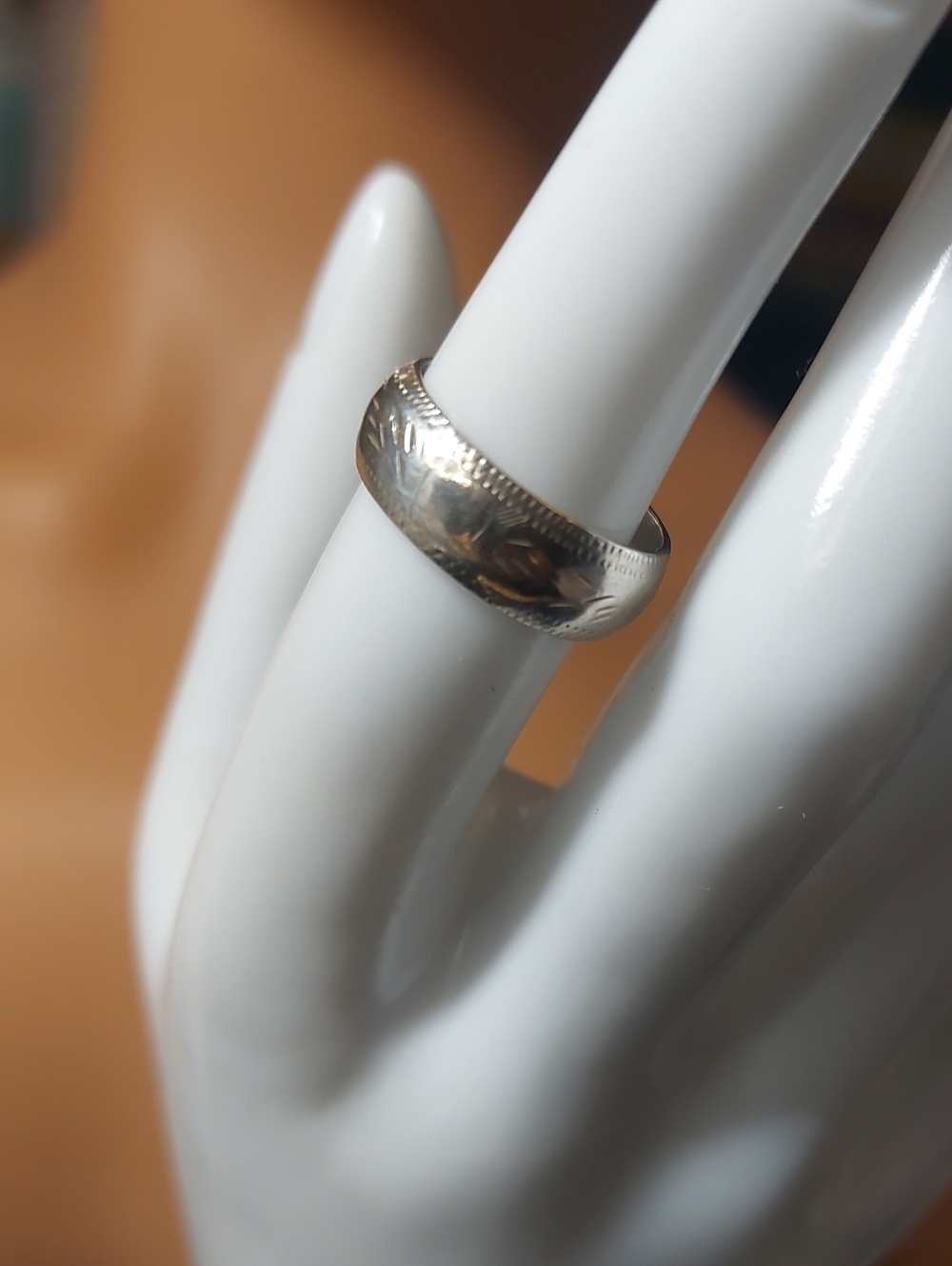Vintage 925 Sterling Silver 5mm Engraved Floral Wedding Band Ring Sz 5.5